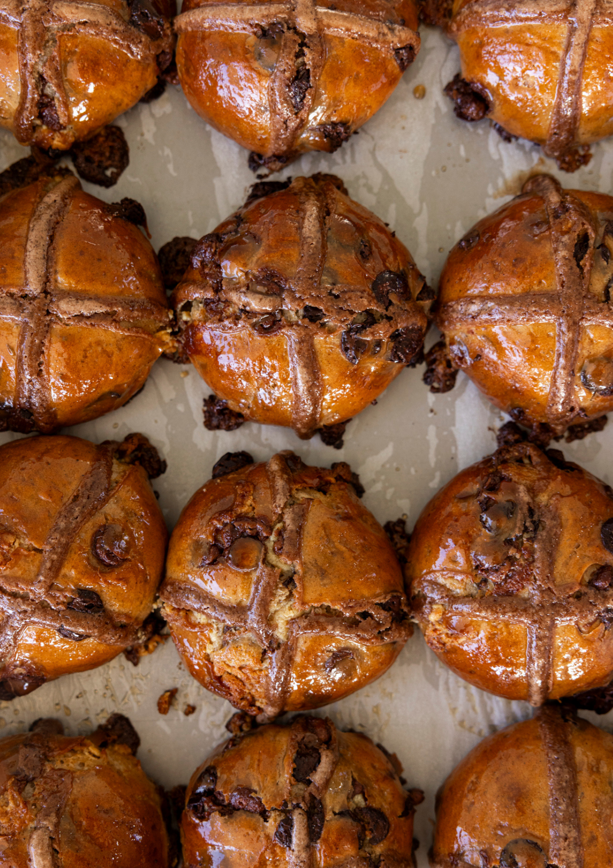 Triple Chocolate Hot Cross Buns